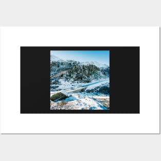 Swiss Alps - Road Through Swiss Alpine Mountains on Sunny Winter Day Posters and Art